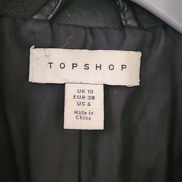Topshop Faux Leather Bike Moto Jacket Black Size 6 Women's Vegan Silver Hardware - Picture 3 of 7